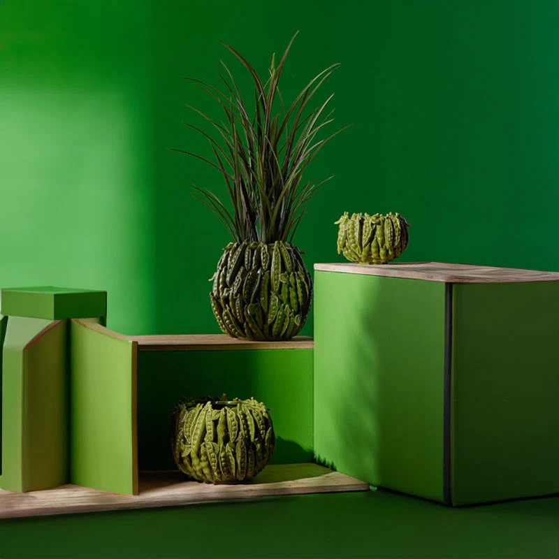 EDG Enzo De Gasperi Vaso Chakra Piselli Verdi H 31 Cm D 34 Cm Green