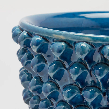 EDG Enzo De Gasperi Vase Phönix Tannenzapfen mit Fuß H 24,5 Cm D 40 Cm Farbe Blau