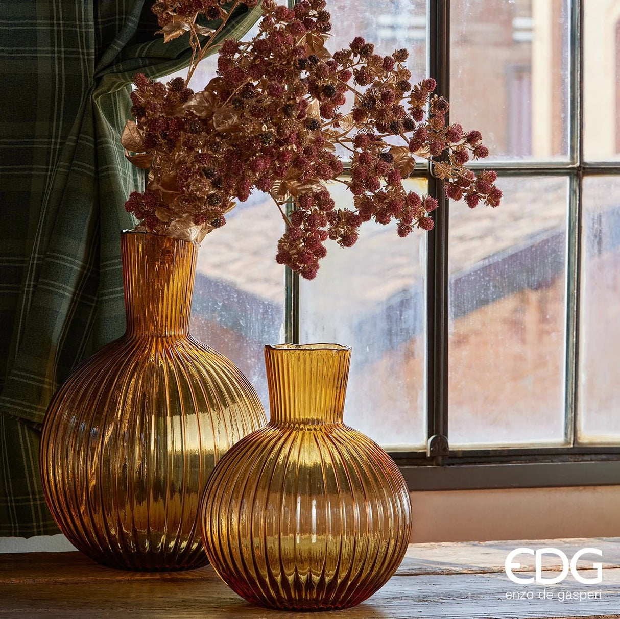 EDG Enzo De Gasperi Vaso Ampolla H 48 Cm D 34 Cm Ambra