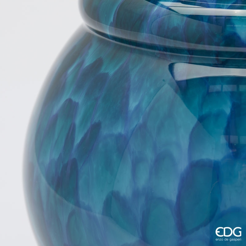 EDG Enzo De Gasperi Vaso Macula Bottiglia H 37,5 Cm D 25,5 Cm Vetro Blue