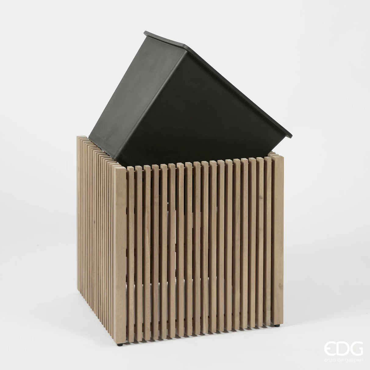 edg enzo de gasperi edg enzo de gasperi vaso listelli qudrato legno di acacia grey 50 x 42 x 42 cm