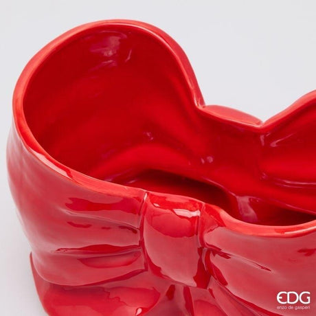 EDG Enzo De Gasperi Vase Schleife Rot H.21 Keramik Weihnachtsdekoration