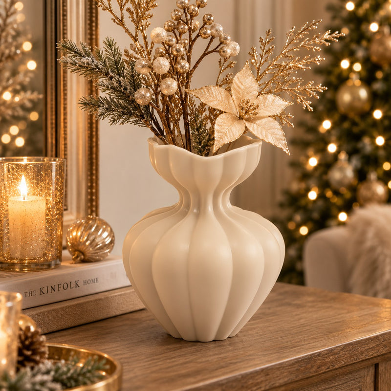 EDG Enzo De Gasperi Vaso Flow Sinuoso H19 cm Avorio in Vetro – Vaso Decorativo