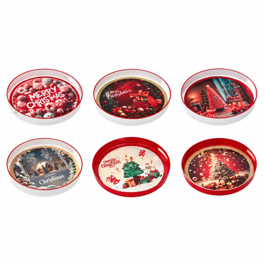 Ad Trend Rundes Weihnachtstablett aus Kunststoff sortiert Ø33xH4 cm 1 Stk. – Dekoratives Tischzubehör für die Weihnachtstafel