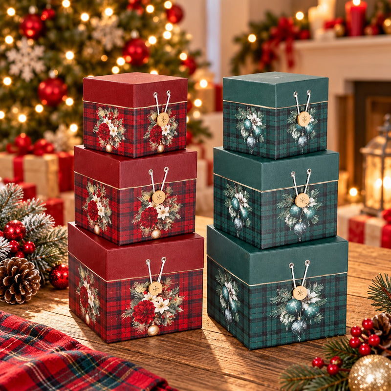 Ad Trend Set 3 quadratische Schachteln aus Karton Weihnachtsthema sortiert 1 Pack – Weihnachtsgeschenkverpackungen