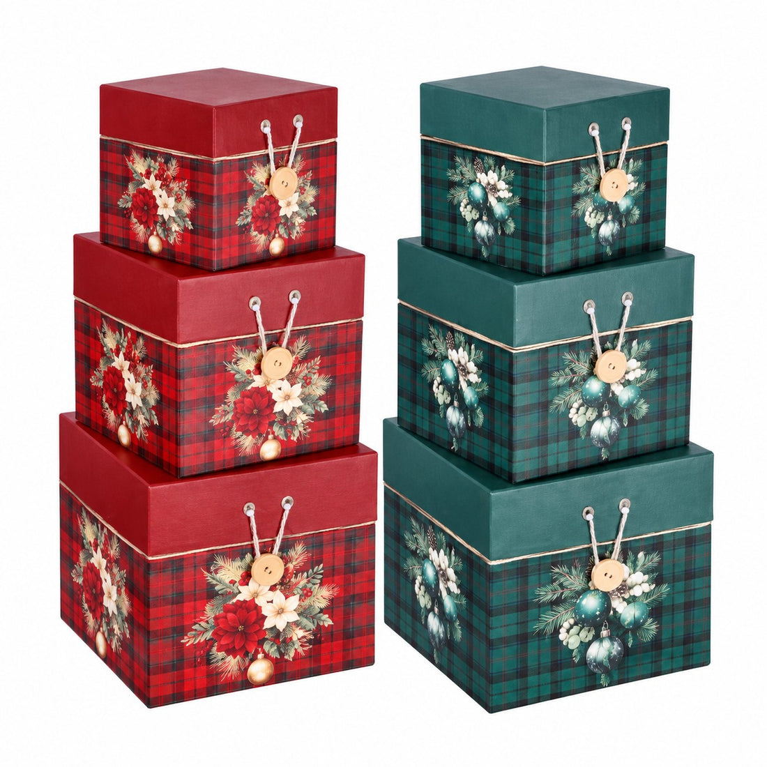 Ad Trend Set 3 quadratische Schachteln aus Karton Weihnachtsthema sortiert 1 Pack – Weihnachtsgeschenkverpackungen