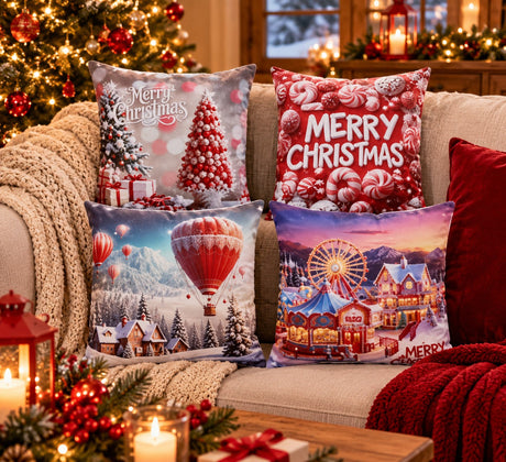 Ad Trend Weihnachtliches Dekokissen aus Stoff sortiert 45x45 cm 1 Stk. – Einrichtungsaccessoire für Sofa und Weihnachtszuhause