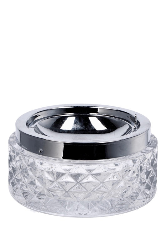 Ad Trend Aschenbecher mit Federung aus Glas und Metall D 12 cm H 6 cm