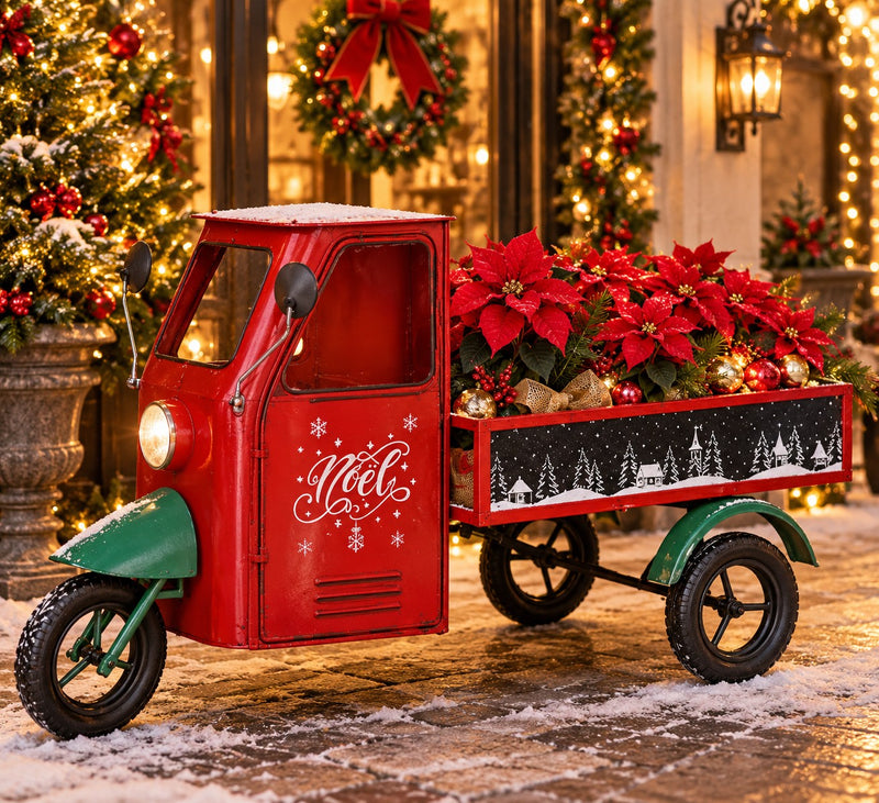Ad Trend Blumenkasten Apecar Weihnachtlich in Naturstahl 155x74xH94 cm – Weihnachtsdekoration