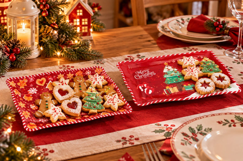 Ad Trend Rechteckiges Tablett Weihnacht in Melamin Sortiert 30x21 cm 1 Stk. – Tischdeko Weihnacht