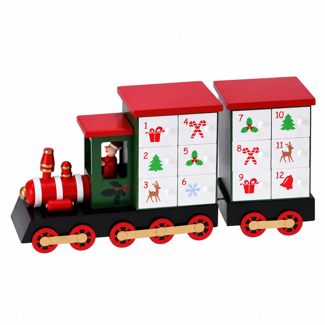 Ad Trend Adventskalender in Lokomotiven-Form 40x11xH19 cm – Weihnachtsdekoration