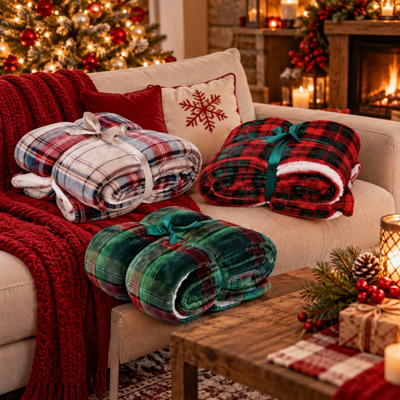 Ad Trend Weihnachtsdecke aus Flanell und Sherpa sortiert, 1 Stk. 200x220 cm – Weiches und warmes Plaid für das Bett