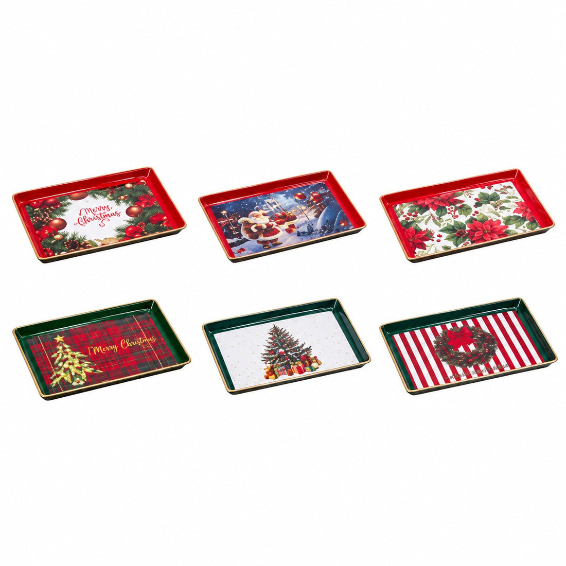 Ad Trend Vassoio Rettangolare Natalizio in Plastica Assortito 31x21xH2 cm 1 Pz – Accessorio Tavola di Natale