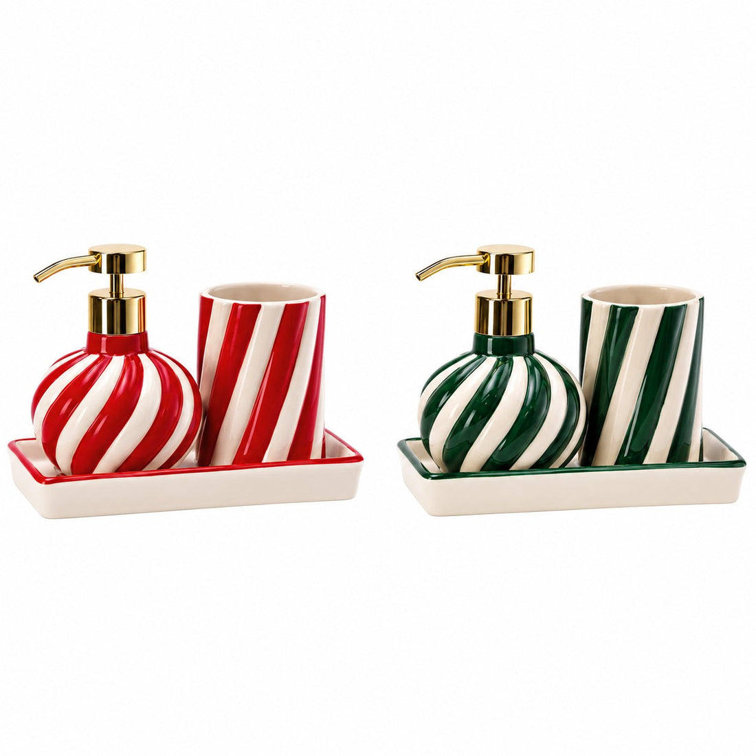 Ad Trend Badezimmerset 2-teilig aus Keramik mit Tablett sortiert 19x10 cm 1er Set – Badezimmeraccessoires