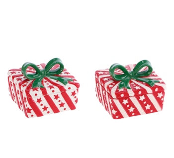Ad Trend Weihnachtsbox aus Keramik in Geschenkform, sortiert 20x20xH15 cm 1 Stk. – Weihnachtsdekoration