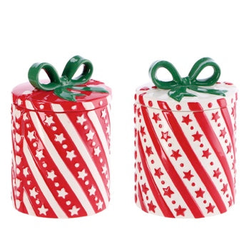 Ad Trend Weihnachtsdose in Geschenkform Sortiert Ø15xH22 cm 1 Stk. – Dekorative Weihnachtsbehälter
