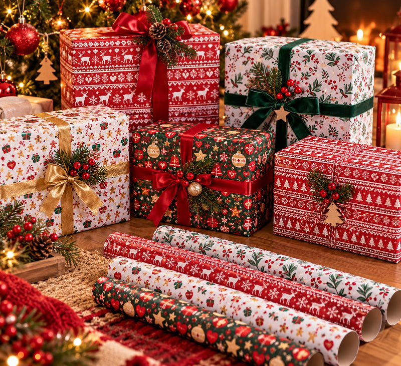 Ad Trend Rotolo Geschenkpapier Weihnachten Sortiert 70x200 cm 1 Stk. – Dekoratives Papier für Weihnachtsgeschenkboxen