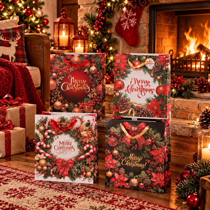 Ad Trend Geschenktasche Weihnachten in Papier sortiert 33x10xH46 cm 1 Stk. – Beutel für Weihnachtsgeschenkverpackungen