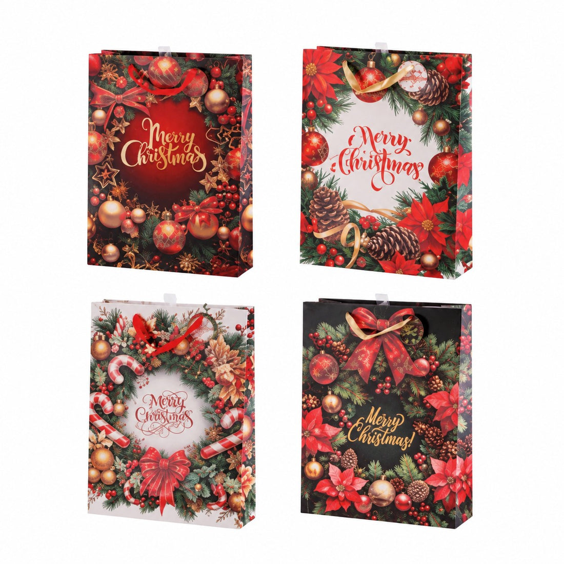 Ad Trend Geschenktasche Weihnachten in Papier sortiert 33x10xH46 cm 1 Stk. – Beutel für Weihnachtsgeschenkverpackungen