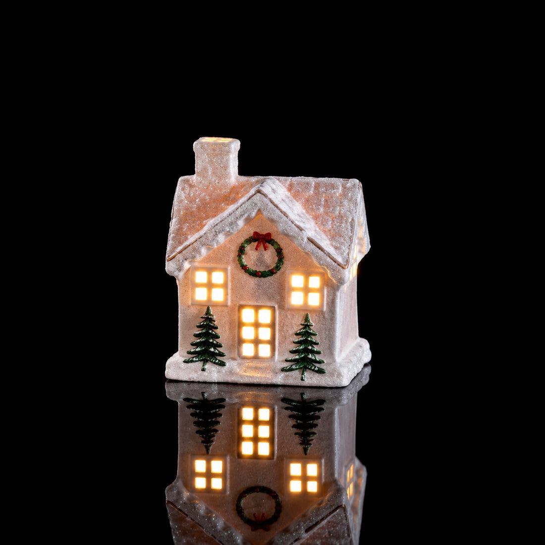 Ad Trend Casetta Natalizia in Porcellana con Luce LED 9x4xH8,5 cm – Decorazione Luminosa di Natale