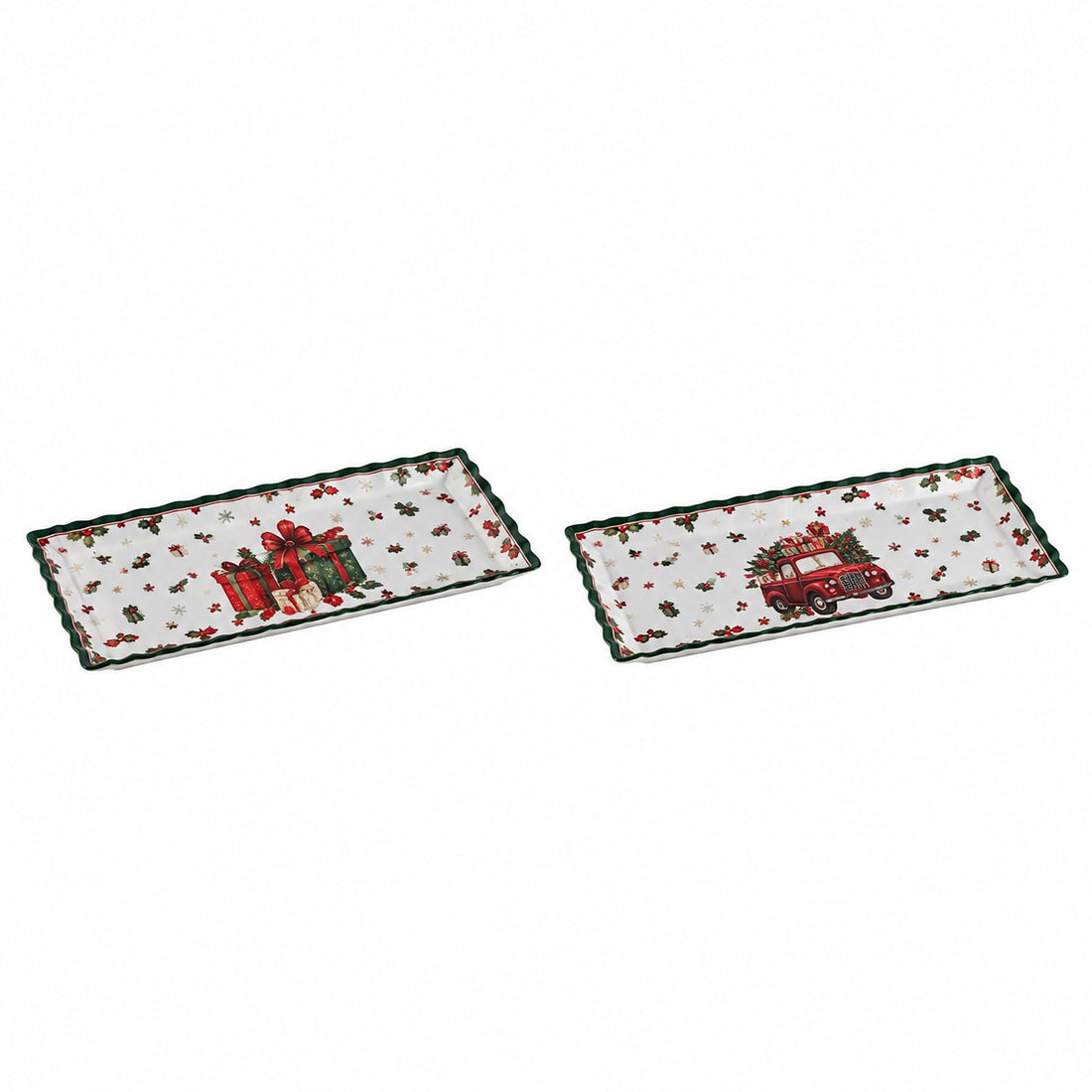 Ad Trend Rechteckiger Weihnachtsteller sortiert 32x16 cm 1 Stk. – Zubehör für den Weihnachtstisch