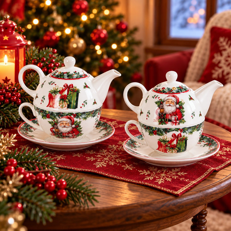 Ad Trend Set Teekanne mit Weihnachtstasse Ø11xH15 cm 1 Stk. – Teeservice für den Weihnachtstisch