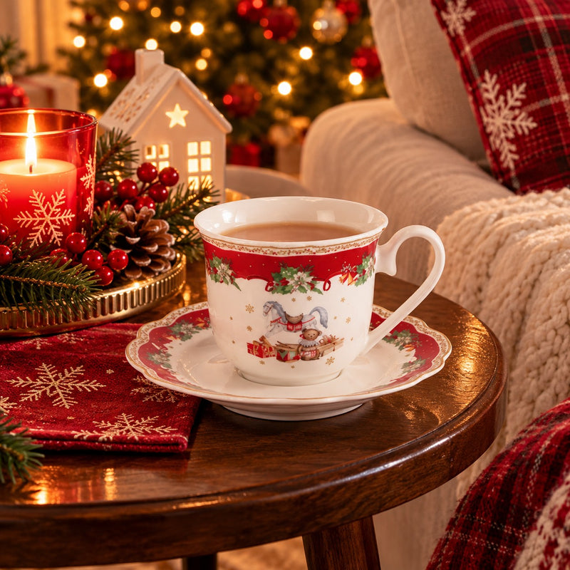 Ad Trend Teeschale mit Untertasse Ø10xH8 cm – Tee-Set und Untertasse für den Weihnachtstisch