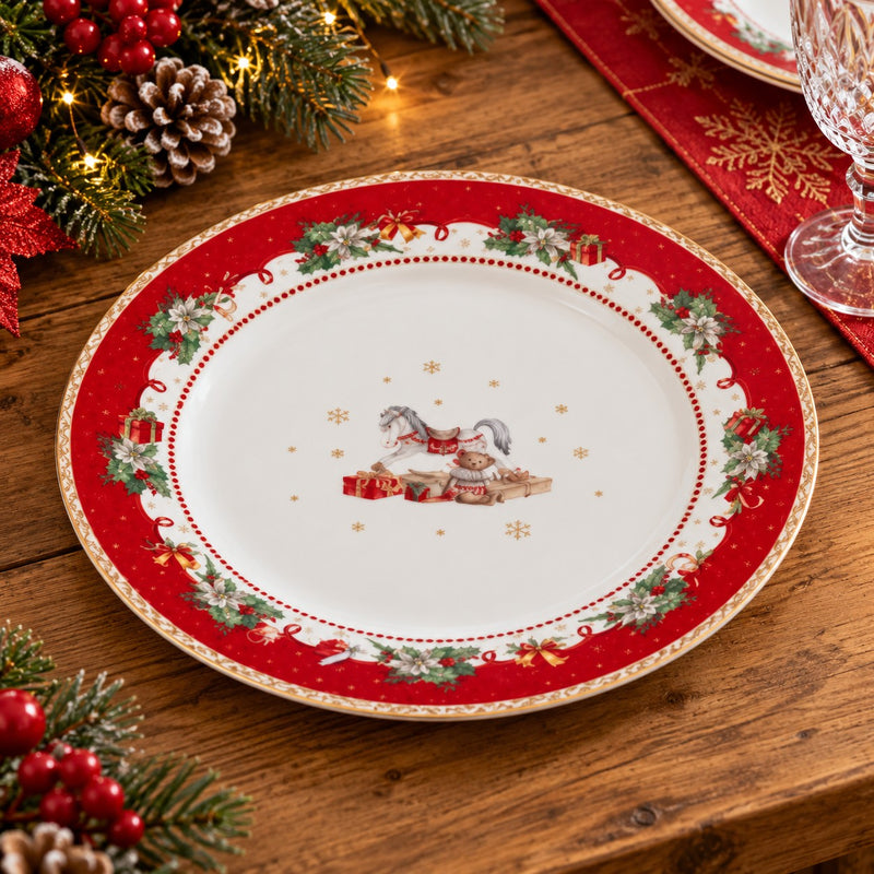 Ad Trend Rundes Weihnachtsteller aus Porzellan Ø27 cm – Dekorativer Tischdeko-Accessoire für die Weihnachtstafel