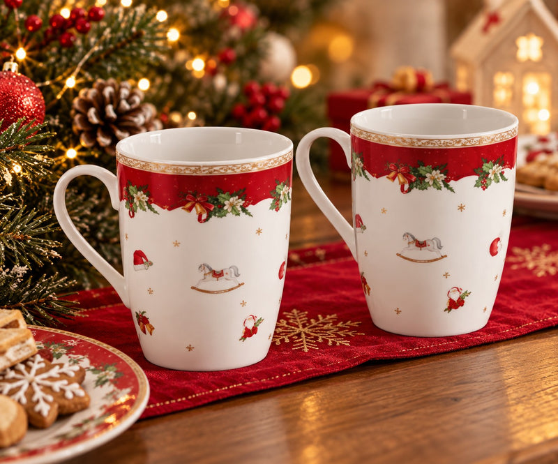 Ad Trend Set 2 Becher Mug Weihnachten 360 ml Ø8xH11 cm – Dekorative Becher zum Weihnachtsfrühstück