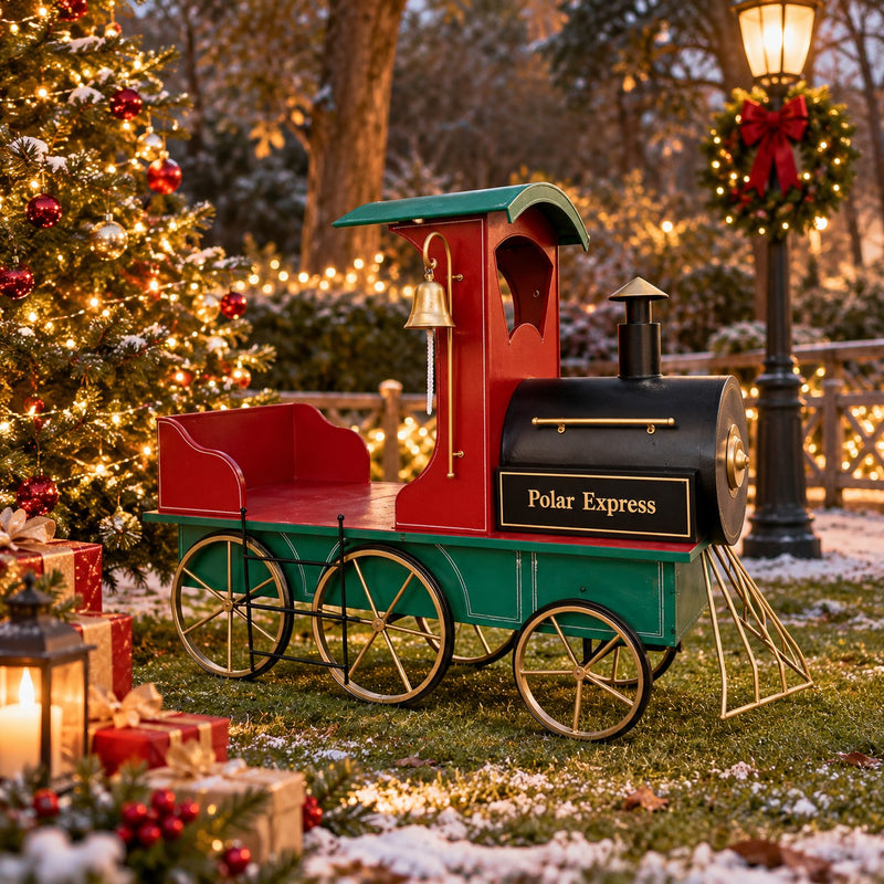 Ad Trend Weihnachtliche Lokomotive in Eisen 170x63xH131 cm – Weihnachtsdeko für Innen- und Außenbereiche