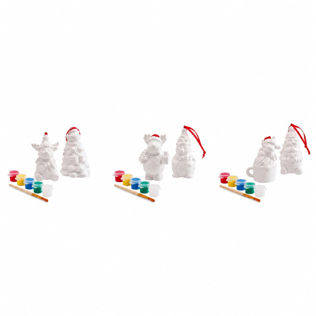 Ad Trend Set 2 Weihnachtsdekorationen zum Bemalen mit Pinsel und 5 Sortierte Farben 1 Set – Kreatives DIY-Weihnachts-Set