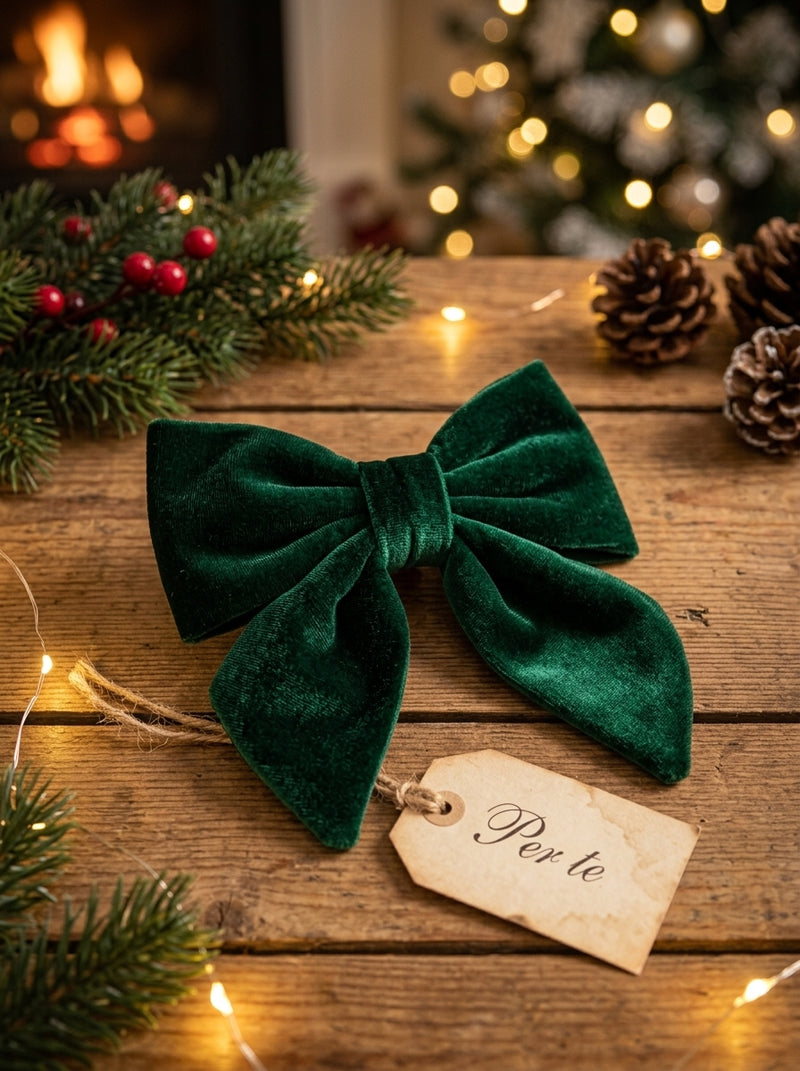Ad Trend Fiocco Natalizio Verde in Velluto e Plastica 13x15 cm – Decorazione per Albero di Natale, Addobbi e Confezioni Regalo