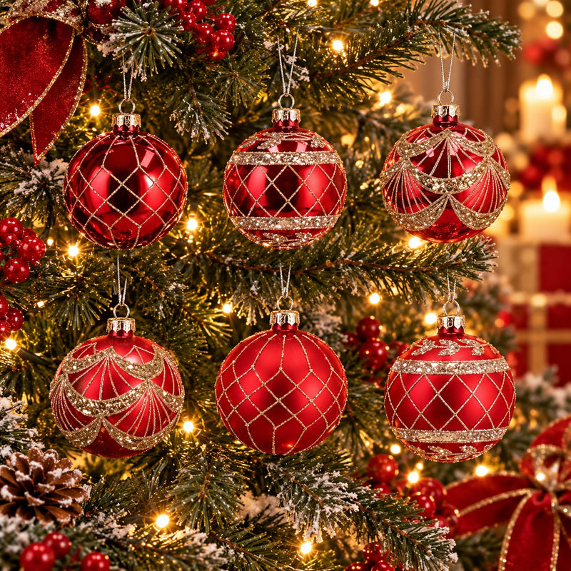 Ad Trend Weihnachtskugel aus rotem Glas sortiert Ø8 cm 1 Stk. – Weihnachtsbaumschmuck