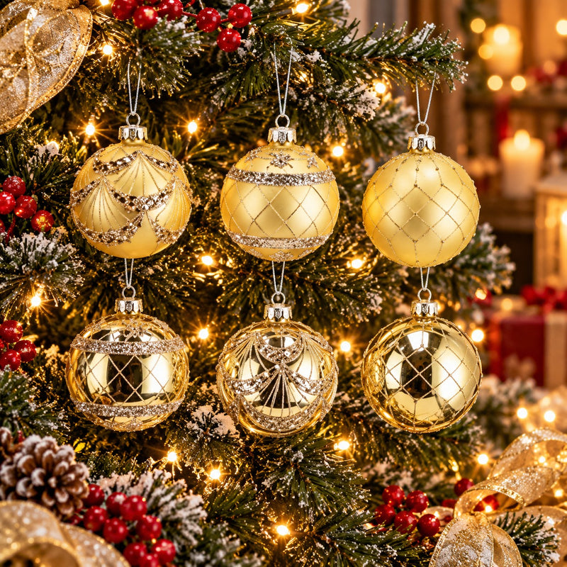 Ad Trend Weihnachtskugel aus Glas Gold sortiert Ø8 cm 1 Stk. – Weihnachtsbaumschmuck