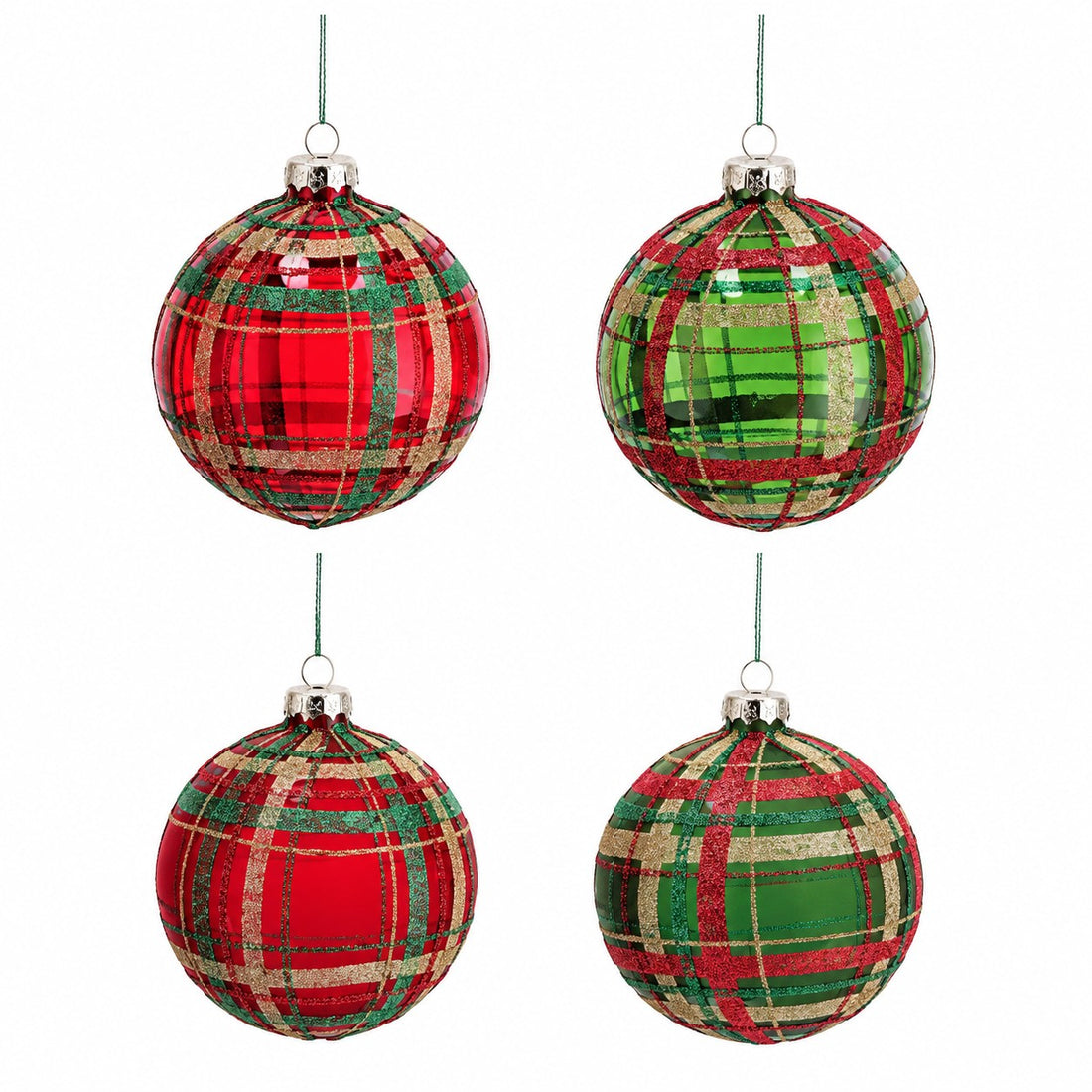Ad Trend Weihnachtskugel aus Glas mit Tartan-Muster sortiert Ø8 cm 1 Stk. – Weihnachtsbaumschmuck
