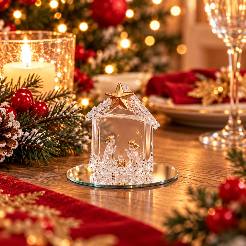 Ad Trend Weihnachtsdekoration aus Glas mit Krippe 6x7 cm – Weihnachtsbaumschmuck