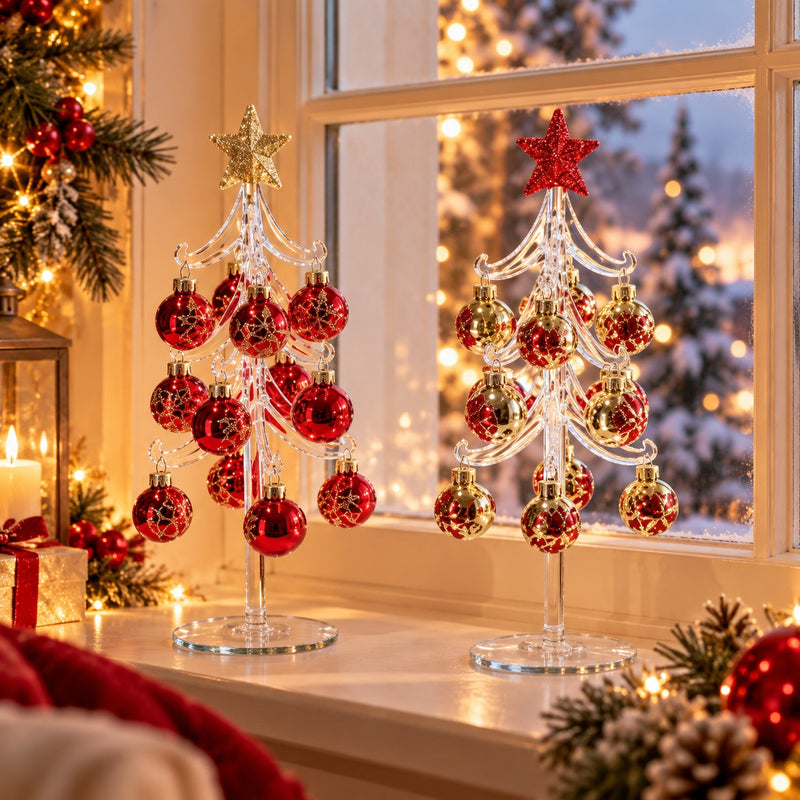 Ad Trend Dekorativer Weihnachtsbäumchen mit sortierten Glaskugeln Ø10xH26 cm 1 Stk. – Weihnachtsdeko für das Zuhause