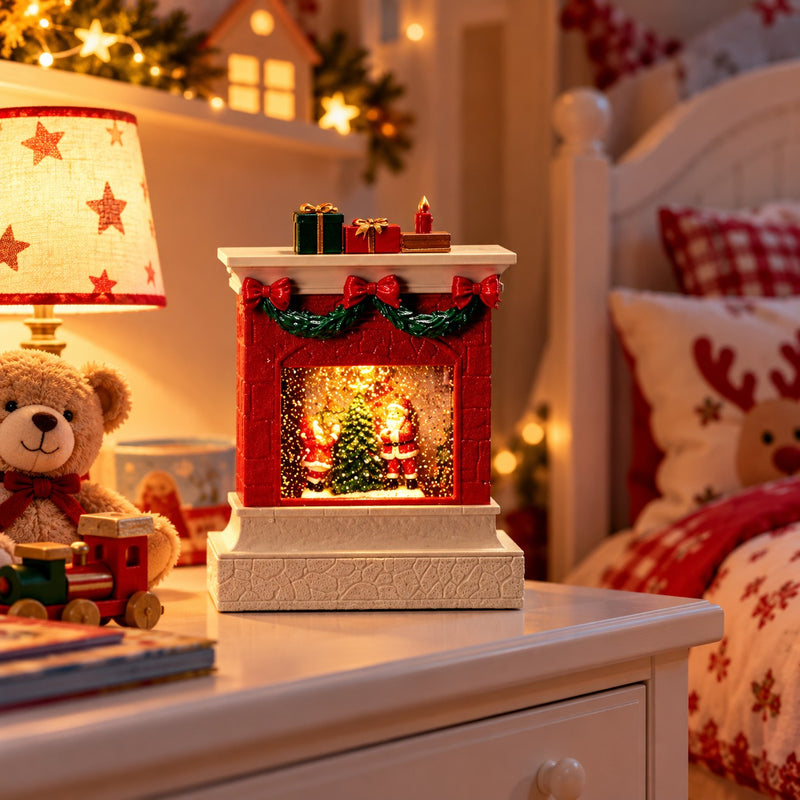 Ad Trend Weihnachtskamin Dekoration mit LED-Leuchten und Musik 19x7xH25 cm – Leuchtende und musikalische Weihnachtsdeko für zu Hause