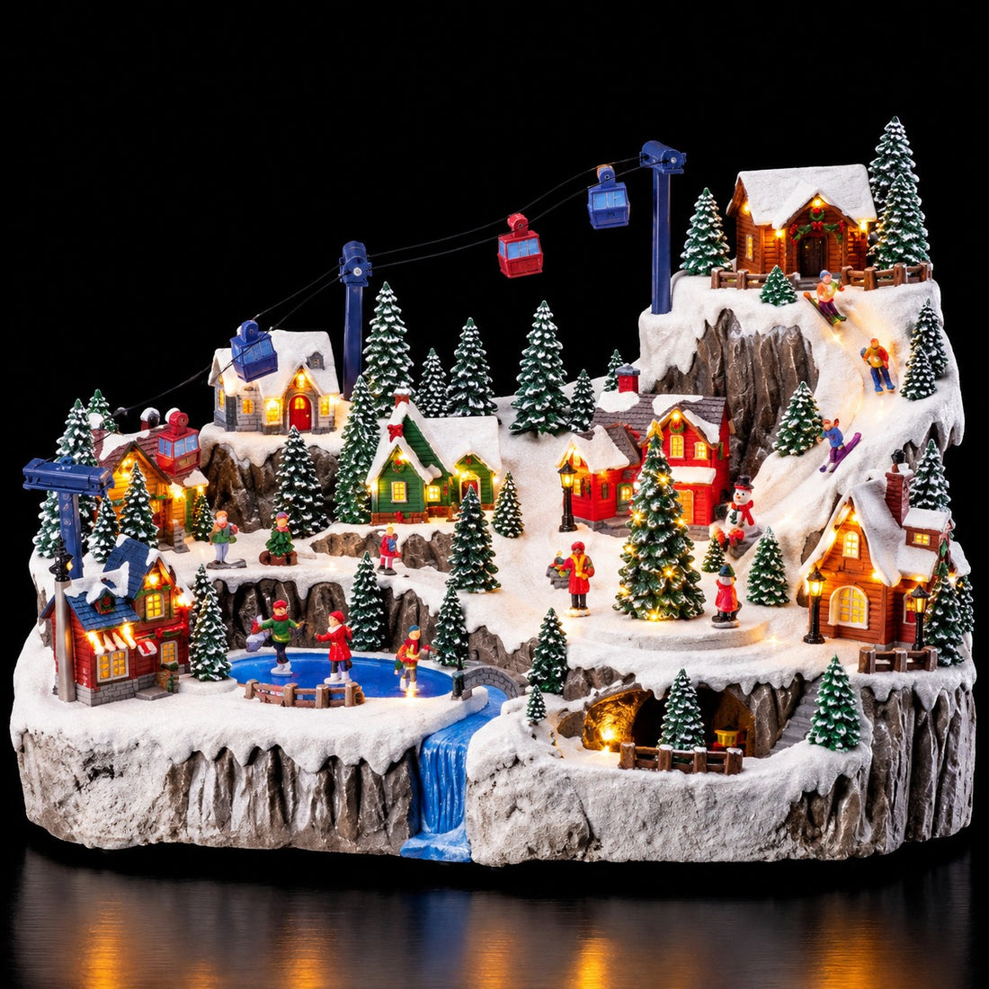 Ad Trend Paesaggio Natalizio Invernale in Resina e Plastica con 65 Luci LED 54x35xH39 cm – Decorazione Luminosa di Natale per la Casa