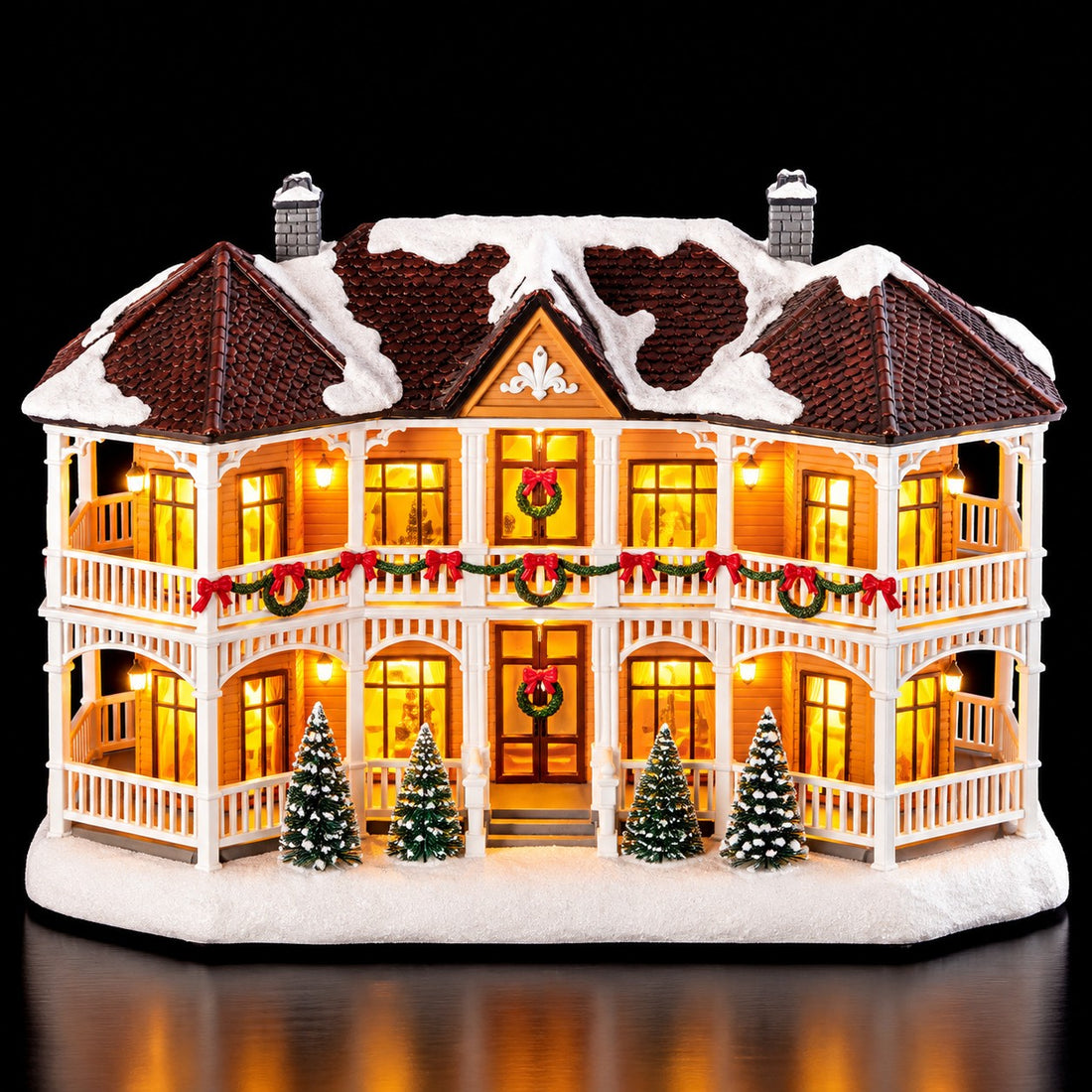 Ad Trend Paesaggio Natalizio Invernale in Resina e Plastica con 31 Luci LED 44x19xH29 cm – Decorazione Luminosa di Natale per la Casa