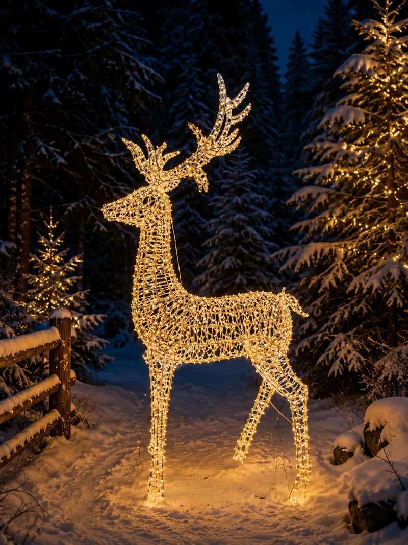 Ad Trend Leuchtender weihnachtlicher Rentier Gold mit 2400 LED warmweiß IP44 110x340xH200 cm – Weihnachtsdeko für Innen- und Außenbereich