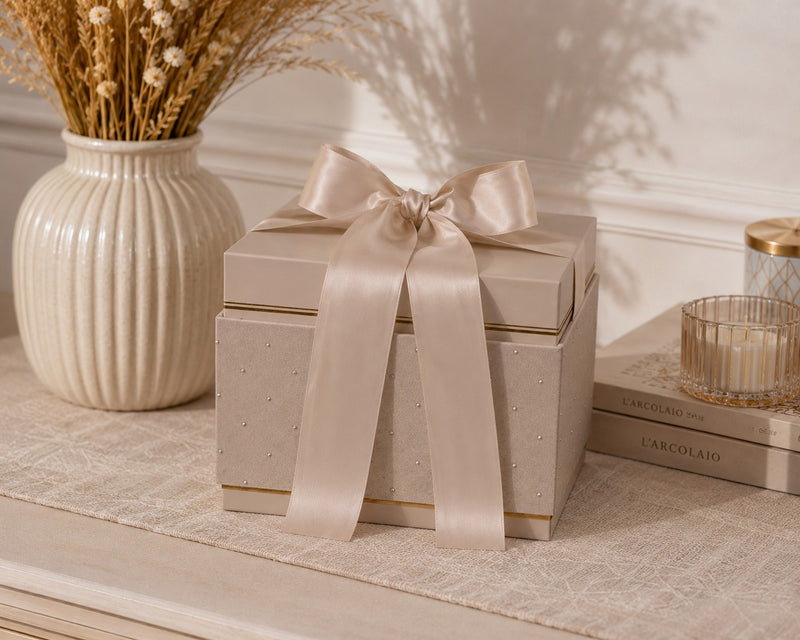 L'Arcolaio Weihnachtsschachtel Rechteckig Mittel aus Samt Velvet Taupe