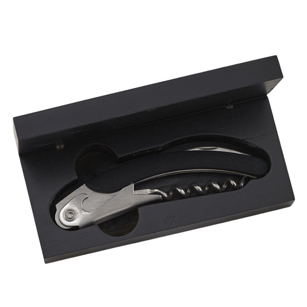 L'Arcolaio Wooden Apribottiglie – Cofanetto Rettangolare Nero con Accessorio per Apertura Bottiglie, Elegante Idea Regalo