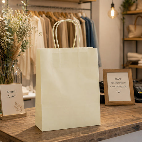 L'Arcolaio Shopper Kraft Creme Weihnachtsgeschenke 18x7x24 cm 10er Pack