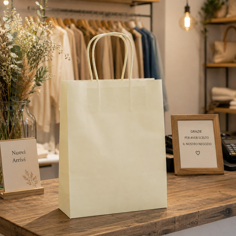 L'Arcolaio Shopper Kraft Creme Weihnachtsgeschenke 18x7x24 cm 10er Pack