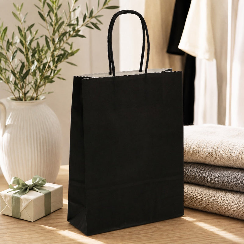 L'Arcolaio Shopper Kraft Schwarz Weihnachtsgeschenke 18x7x24 cm Packung 10 Stck