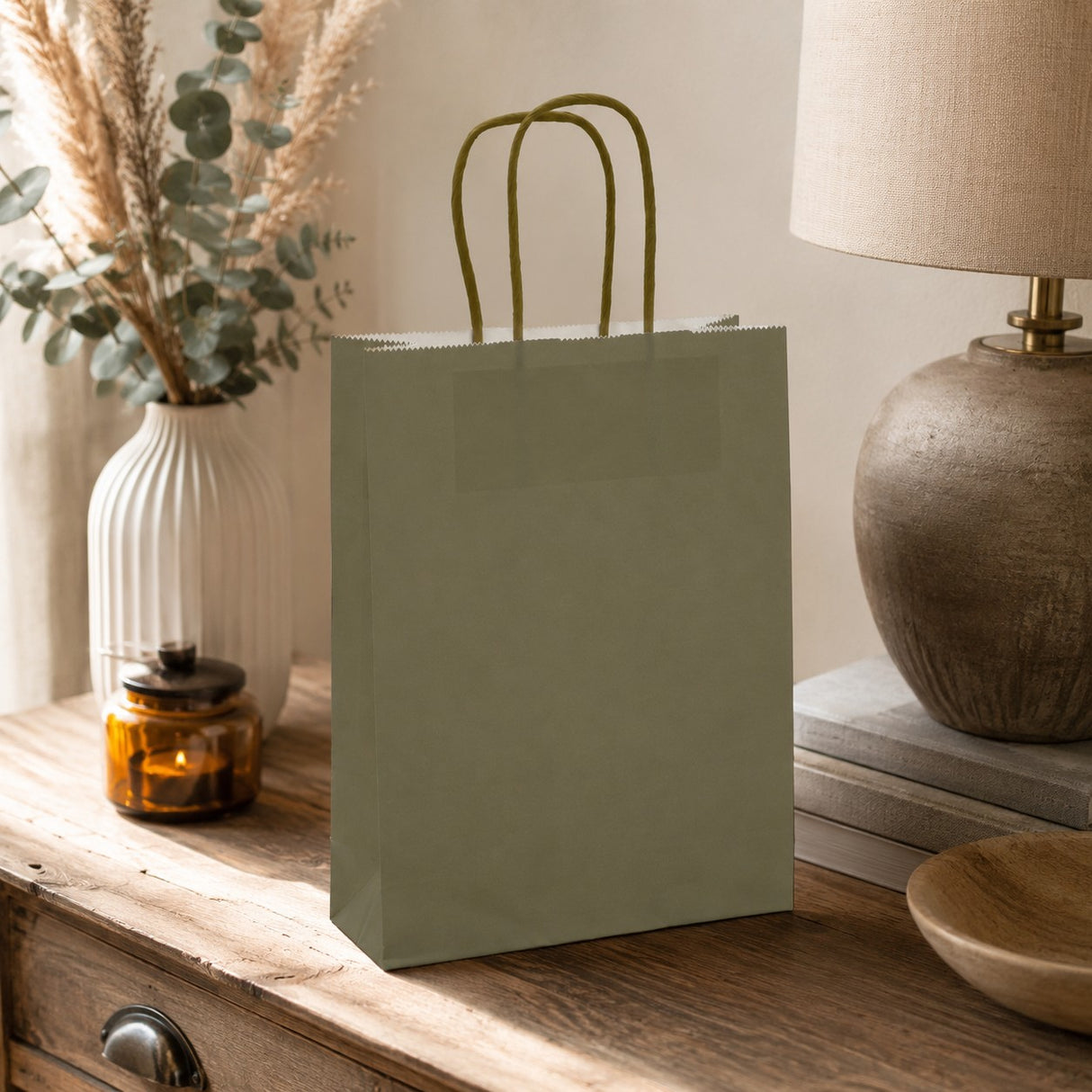 L'Arcolaio Shopper Kraft Grün Weihnachtsgeschenke 18x7x24 cm Verp. 10 Stk