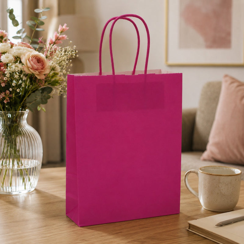 L'Arcolaio Shopper Kraft Fuchsia Weihnachtsgeschenke 18x7x24 cm 10er Pack