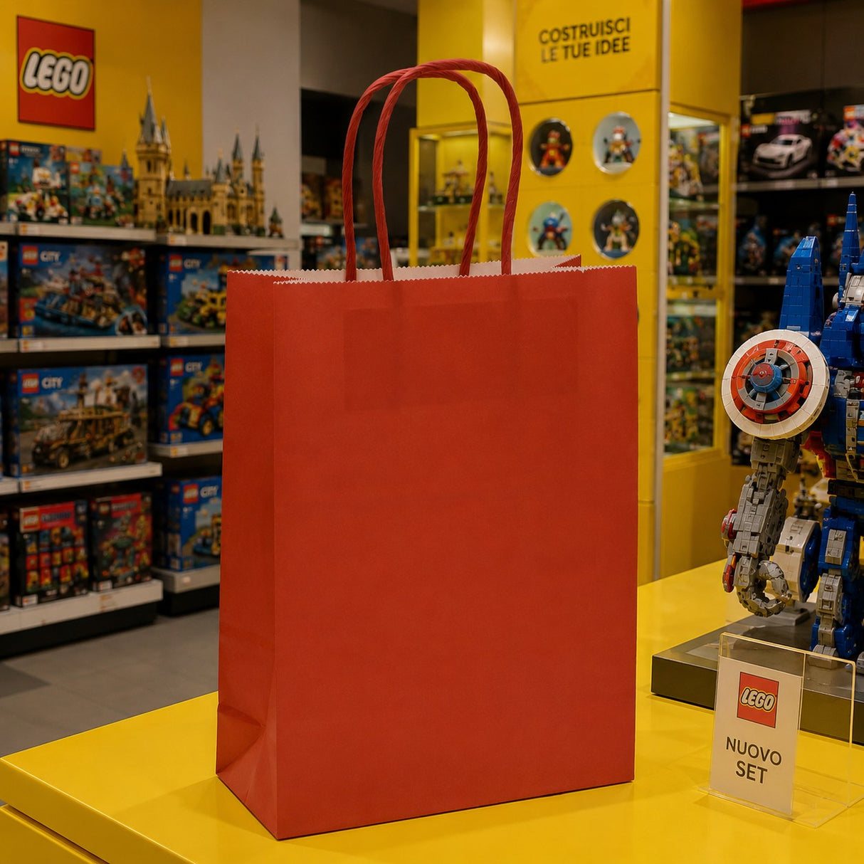 L'Arcolaio Shopper Kraft Rot Weihnachtsgeschenke  22X10X29 Cf 10 Stk.