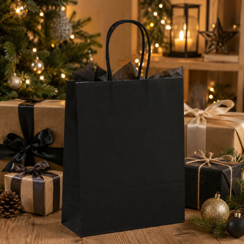 L'Arcolaio Tragetasche Kraft Schwarz Weihnachtsgeschenke 22X10X29 Pack 10 Stck.